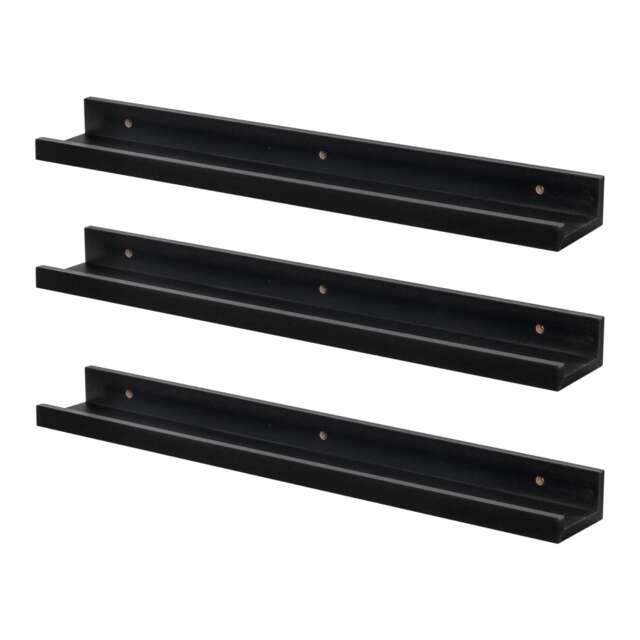 Harbour Housewares Floating Picture Ledge Shelves - 57cm - Black - Pack of 6
