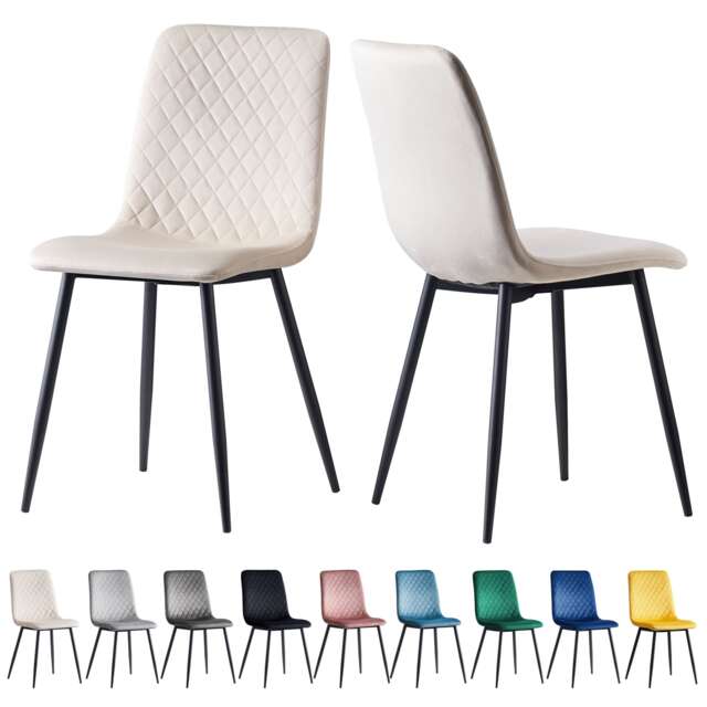 Dining Chairs Velvet Fabric Lexi Set of 2 Beige by MCC