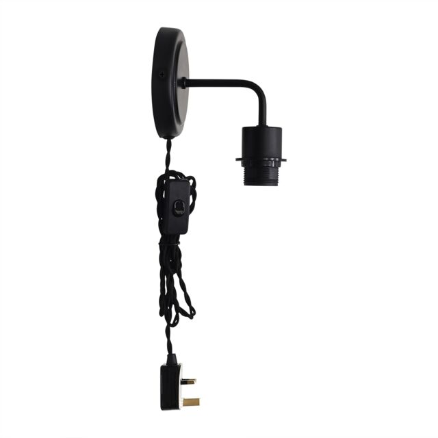 Toby - Black Plug in Wall Light Fitting Glass Not Included