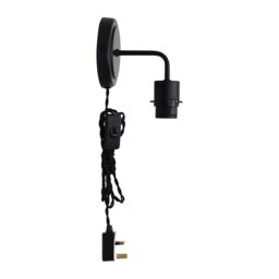 Toby - Black Plug in Wall Light Fitting Glass Not Included