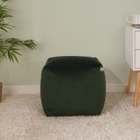 rucomfy Velvet Cube Bean Bag Pouffe - Soft Stylish Footstool