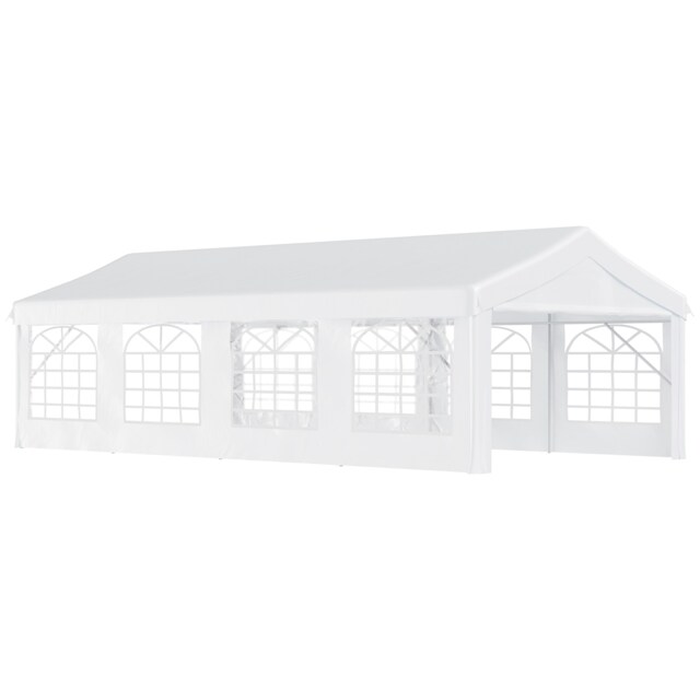 Outsunny 8m Gazebo Garden Marquee Canopy Party Carport Shelter Garage Tent White White