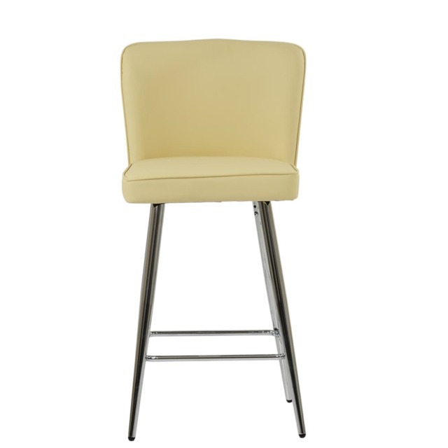 Lakeland Furniture Padstow Cream Faux Leather Chrome Fixed Base 1 Bar Stool