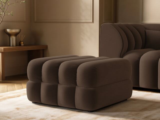 SOLACE+CO Halle Ottoman Storage Footstool Brown Velvet