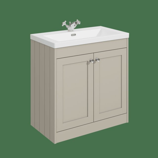 Balterley Floor Standing 2 Door Unit with Minimalist Basin 1 Tap Hole - Set B Grey 800 x 800 x 453mm
