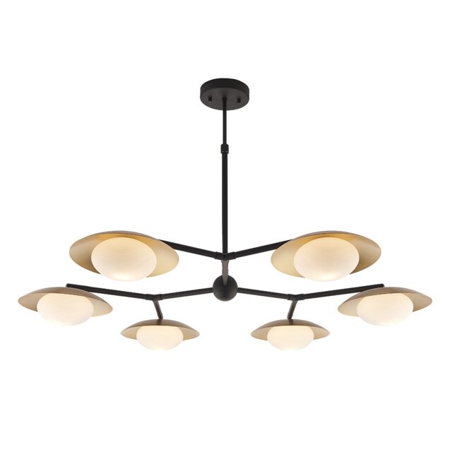 Tivoli 6 Light Ceiling Semi Flush Gold & Dark Bronze Finish With Opal Glass