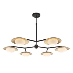 Tivoli 6 Light Ceiling Semi Flush Gold & Dark Bronze Finish With Opal Glass