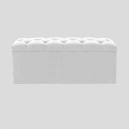 150cm Luna Chesterfield Ottoman Storage Box - White Plush Velvet Upholstered Blanket Box