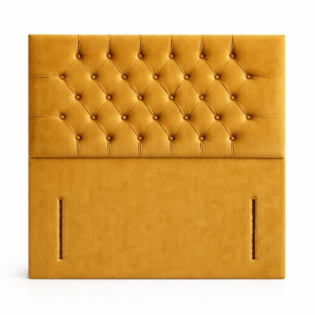 Floorstanding Headboard Mustard Plush Chesterfield 3FT Single 54inch High
