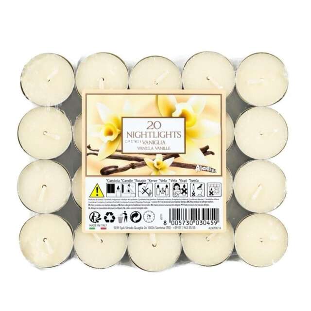 Aladino Vanilla Tea Lights (Pack of 20) Multi Natural One Size 1