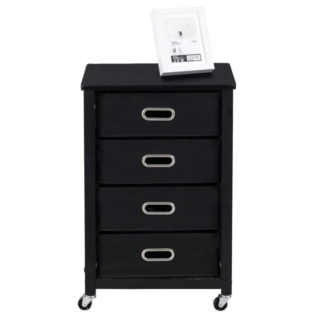COSTWAY Dresser Chest of Drawers with 4 Drawers w/ Wheels Black