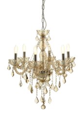 Orsina Murano 8 Bulb Chrome And Cognac Glass Chandelier