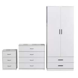 3-Pcs Wooden Bedroom Set White 3