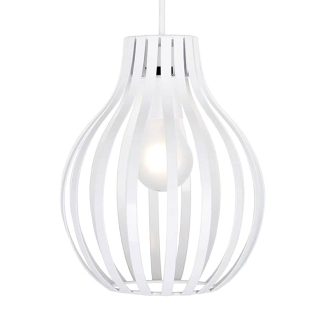 ValueLights Alloa Non Electric White Painted Basket Pendant Shade White