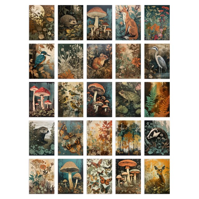 Earthy Wild Nature Rustic Aesthetic Wall Art Set of 50 Unframed A6 Prints Multi
