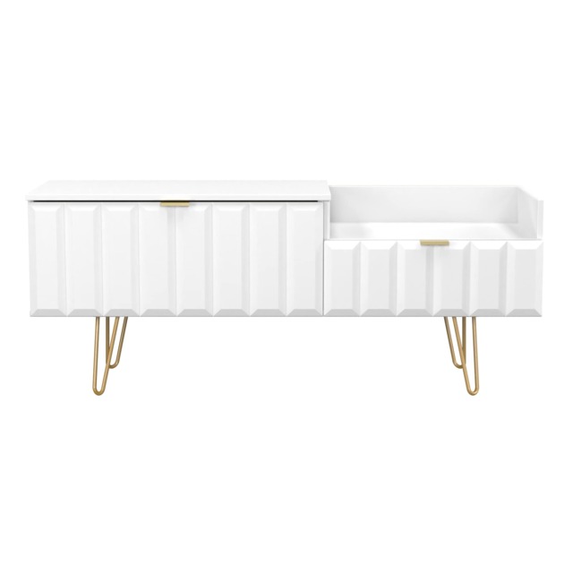 Metro 2 Drawer 2 Level Media Unit in White Matt (Ready Assembled) White White Matt