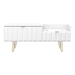 Metro 2 Drawer 2 Level Media Unit in White Matt (Ready Assembled) White White Matt