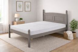 Mercers Furniture Corona Grey Wax 4'6 Low End Double Bed Frame Solid Wood Pine Wooden Bedroom with Mexican Styling