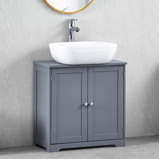 Bath Vida Priano 2 Door Under Sink Freestanding Bathroom Cabinet, Grey Grey 1