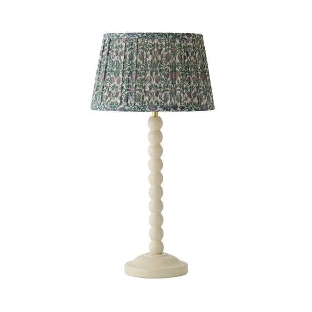 ValueLights Bobble Cream Table Lampbel Floral Pleat Shade