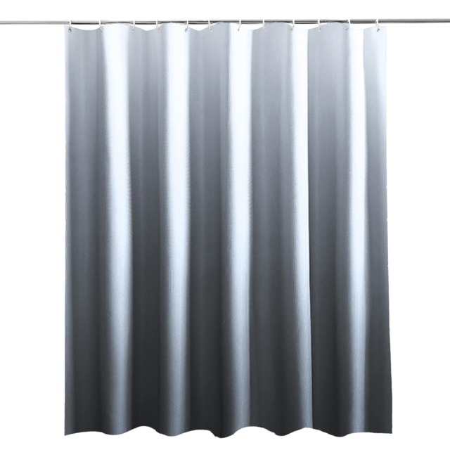 Grey & White Gradient Polyester Shower Curtain with 12 Hooks - 180x200cm