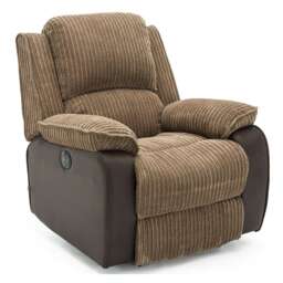 Postana Jumbo Cord Fabric Electric Reclining Armchair Recliner Chair (Brown)