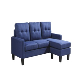 Corner Sofa Fabric Sectional Sofa with Ottoman L-shaped Blue Sofa Couch Reversible 3-Seater Blue Three Seater