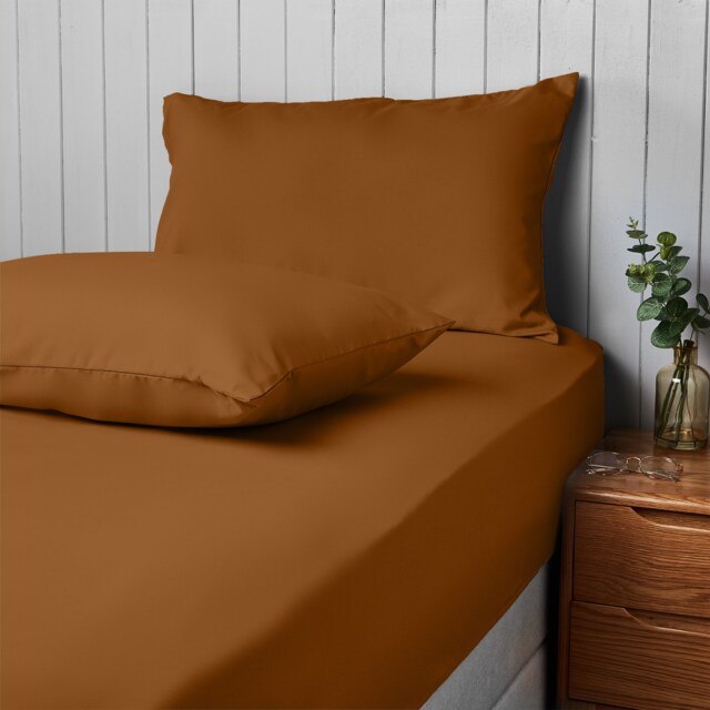 Silentnight Supersoft Fitted Sheet and Pillowcase Set, Terracotta