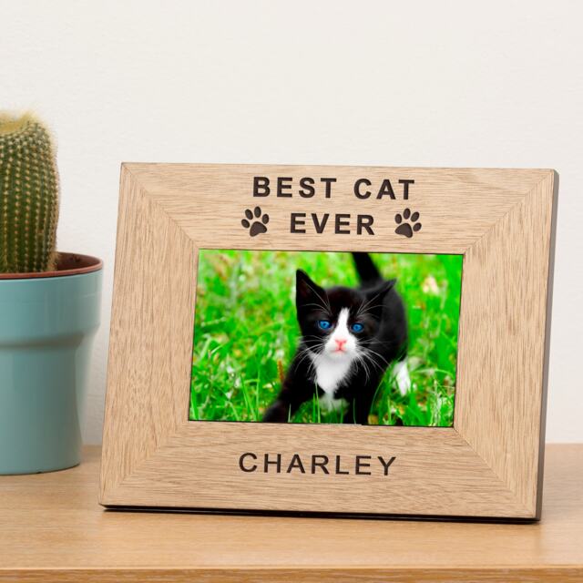 Personalised Best Cat Ever Wood Picture Frame 7 x 5 Friend Gift