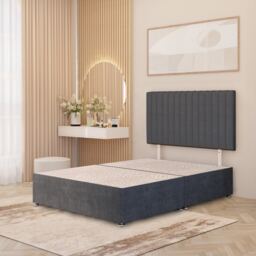Texas Divan Bed Base with 30 Inch Headboard Plush Velvet Grey Charcoal