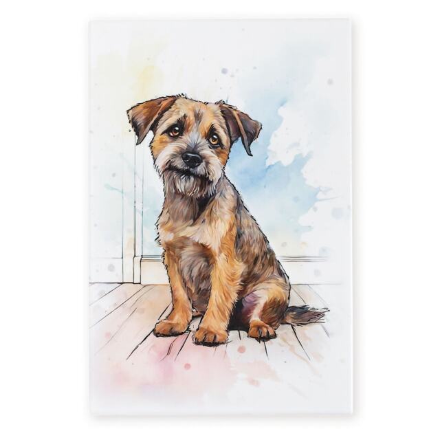 Arora Ceramic Border Terrier Wall Watercolour Tile Plaque 30 x 20 cm