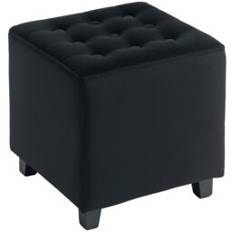 HOMCOM Small Footstool Ottoman, Velvet Footrest, Square Foot Stool with Rubber Wood Legs and Padded Seat for Living Room, Bedroom, Entryway, 35 35 35cm, Charcoal Grey