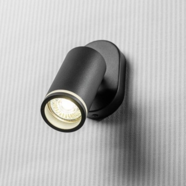 CGC Lighting SOLIS Black Single GU10 Adjustable Ceiling Spotlight Black black Width: 11cm, Length: 16cm