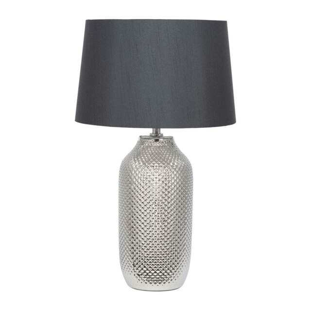 Silver Textured Ceramic Bottle Table Lamp