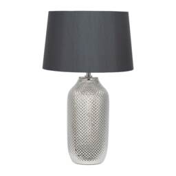 Silver Textured Ceramic Bottle Table Lamp