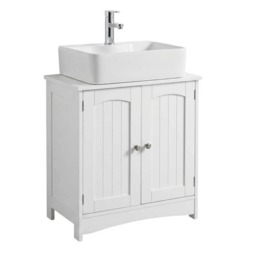 Alivio Under-Sink Bathroom Storage Cabinet, Wall-Hung Design, Grey Finish, Magnetic Doors & Easy-Clean Surface