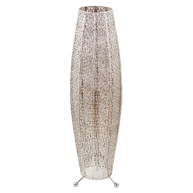Traditional and Ornate Floral Moroccan Floor Lamp in Polished Silver