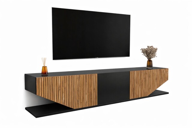 Decorotika Pearl TV Unit for TVs up to 71 inches Brown Black and Alina Pattern 1