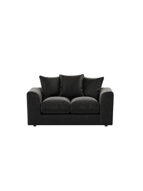 PLUSH VELVET BLACK 2 SEATER SOFA SUITE