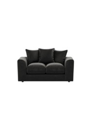 PLUSH VELVET BLACK 2 SEATER SOFA SUITE