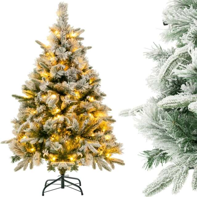 COSTWAY 4.5FT Artificial Christmas Tree Flocked Xmas Tree Green One Size