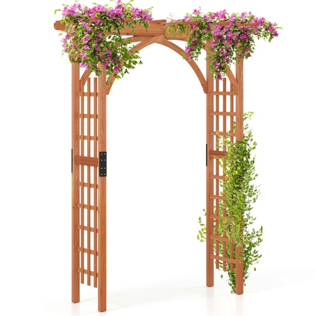 COSTWAY Wood Arbor Arch Garden Trellis Arbor Pergola Arch