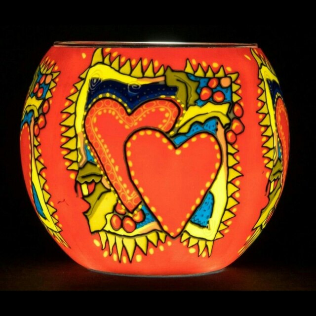 Milford Collection Tealight Holder Glass Nightlight Christmas Hearts