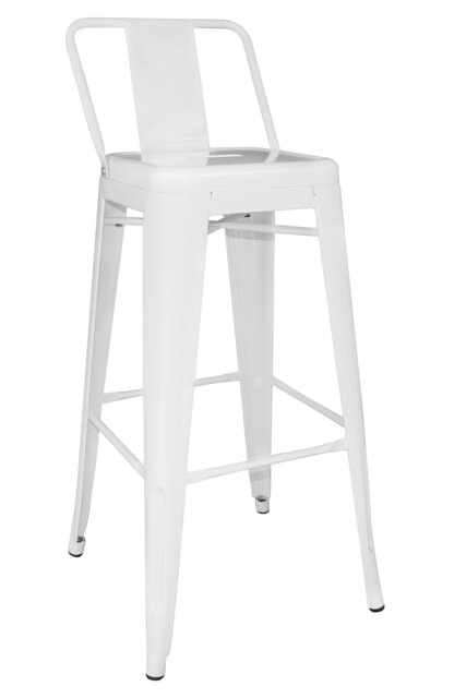 Orsina White Powder Coated Metal Cubic Bar Chair