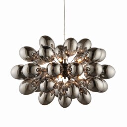 Infinity Pendant Black Chrome Effect Plate & Smokey Mirror Effect Tinted Glass 8 Light Dimmable IP20 - G9