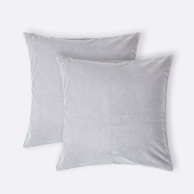 Homescapes Set of 2 Light Grey Velvet Cushion Covers - 40 x 40 cm Grey Light grey 2