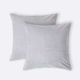 Homescapes Set of 2 Light Grey Velvet Cushion Covers - 40 x 40 cm Grey Light grey 2