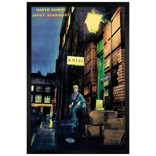 Black Wooden Framed Ziggy Stardust Album Cover Maxi Poster Multi