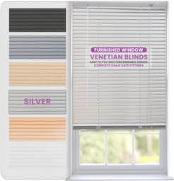 Aluminium Venetian Blinds 60cm Wide x 150cm Long Silver Silver