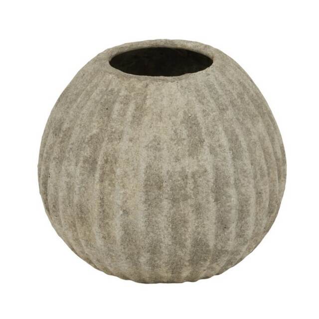 Catania Round Vase - Ceramic - L22 x W22 x H18 cm - Light Grey Grey